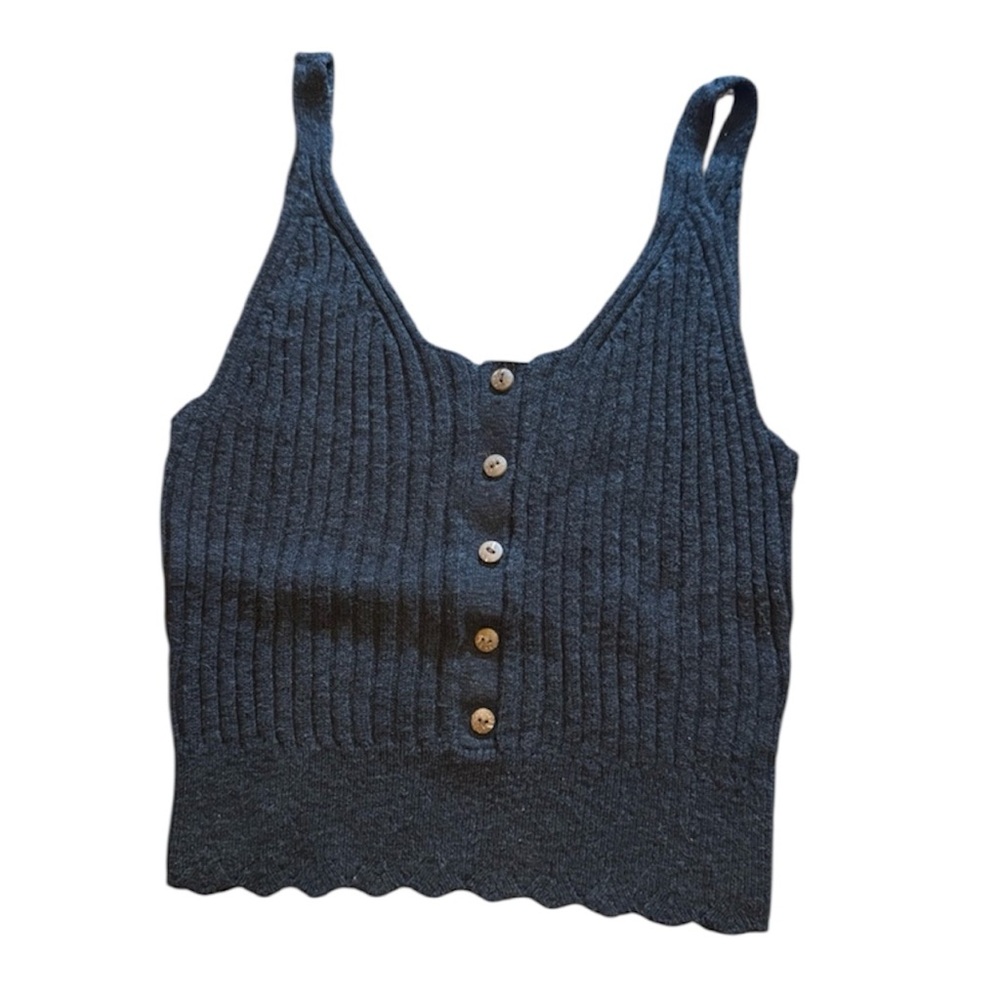 Abercrombie & Fitch Black Ribbed Sweater Tank Top - Picture 2 of 5
